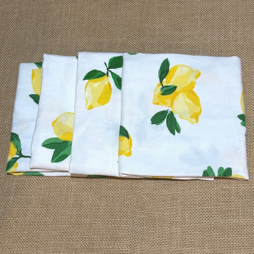 Kate Spade NY Lemon Print Cotton Napkins Set of 4 20 X 20 Summer Garden Novelty
